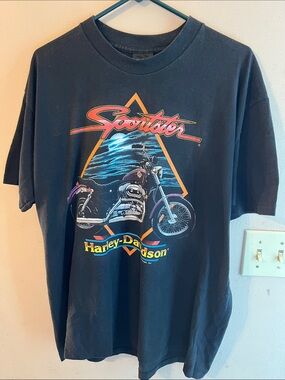 VINTAGE 1991 HARLEY DAVIDSON SINGLE STITCH BLACK SPORTSTER TSHIRT SIZE XL